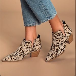 Lulu’s Marca Tan and Black Cheetah Print Ankle Boots